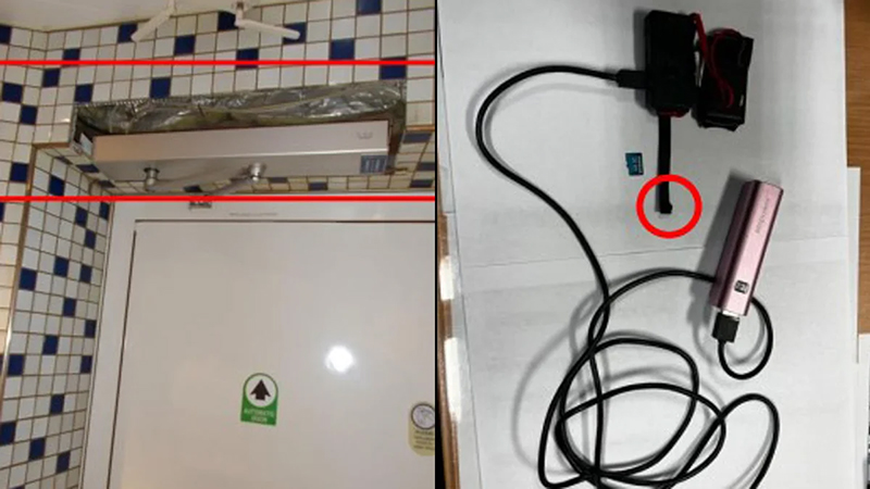 hidden camera on ship bathroom